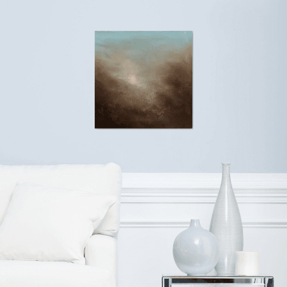 Illusiveness 50X50 cm  - gold particles original oil painting landscape gift modern urban art office art decor home decor gift idea