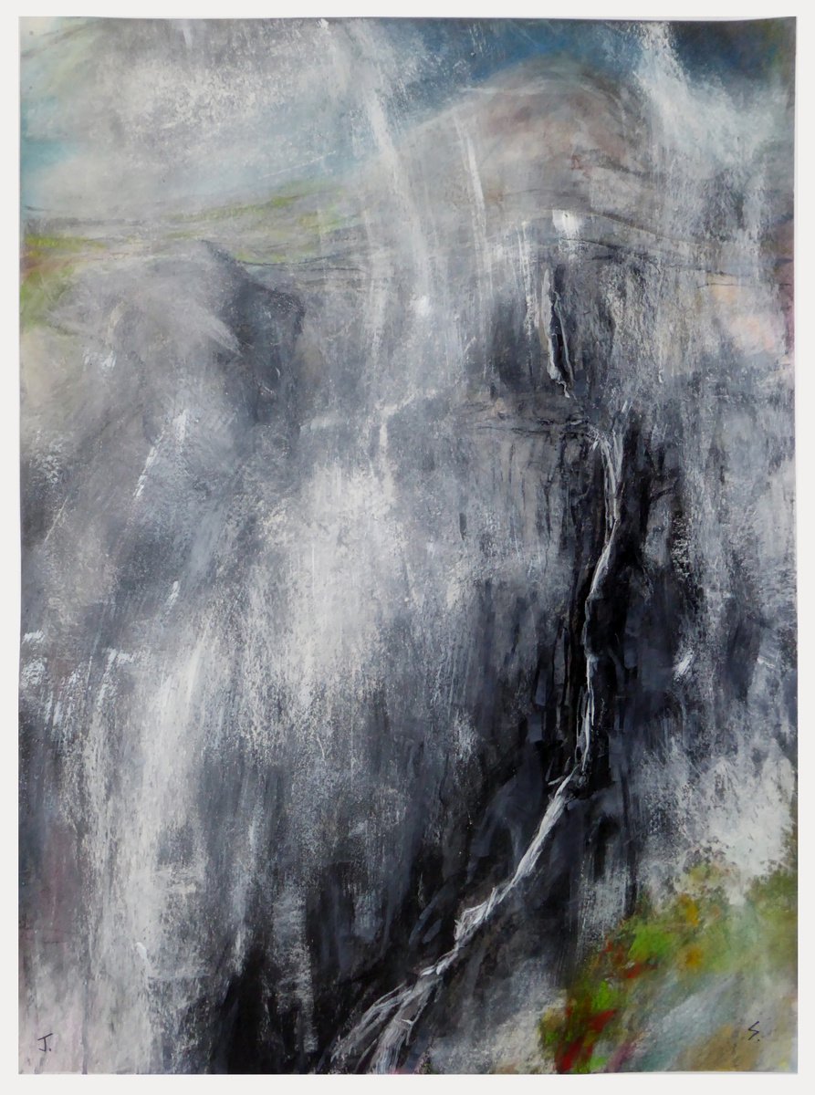 Landscape Painting By John Sharp, 22 X 31, High Falls, Original Artwork