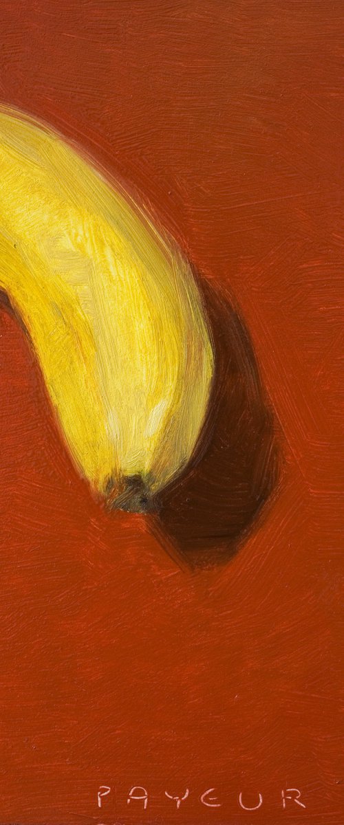 modern still life of tall red and banana by Olivier Payeur
