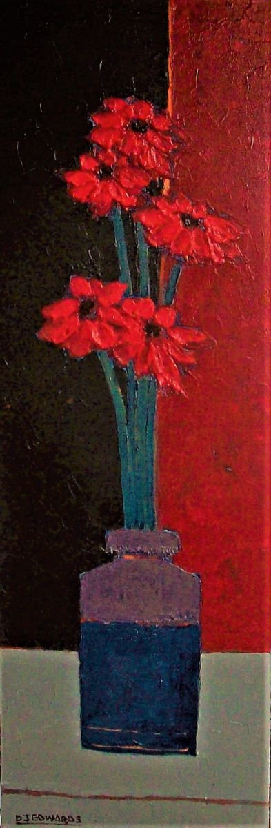 Impressionistic Botanical Acrylic Painting By David J Edwards, 12 X 36, December Colour, Original Artwork