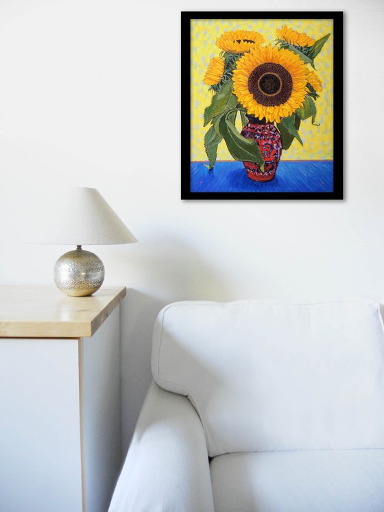 Sunflowers and Leaves