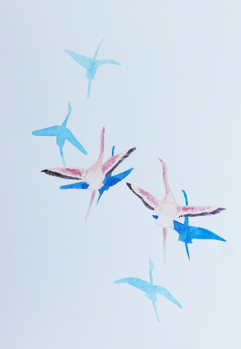 Flying flamingoes by Karina Danylchuk
