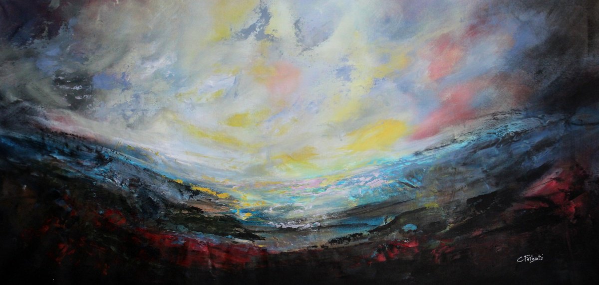 Abstract Landscape Acrylic Painting By Cecilia Frigati, 61 X 30, Losing The Way #2, Original Artwork