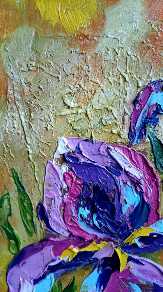 Irises - flowers, oil painting, irises flowers, gift idea, flowers, gift for woman, flowers oil painting