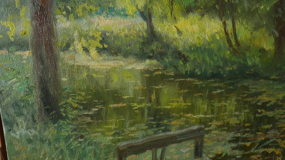 The Evening Light - sunny river summer landscape painting