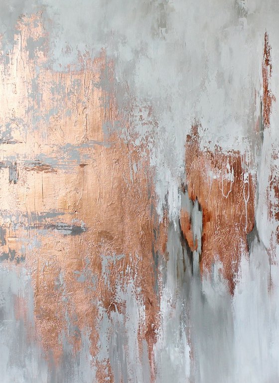 "Bronze Cascade" White copper abstract art