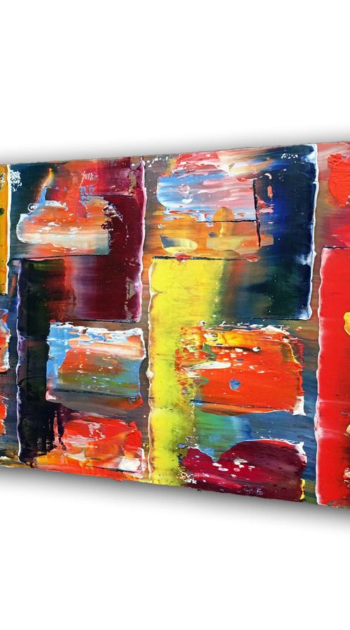 "No Problems Only Solutions" - SPECIAL PRICE-  Original PMS Oil Painting On Reclaimed Wood - 38 x 16 inches by Preston M. Smith (PMS)