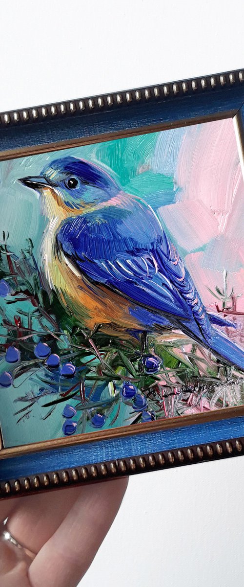 Estern Bluebird painting by Nataly Derevyanko