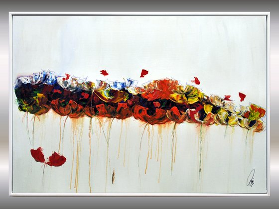 Happy Summer Abstract Acrylic Flower Painting Colourfull Canvas Art Wall Art Ready to Hang