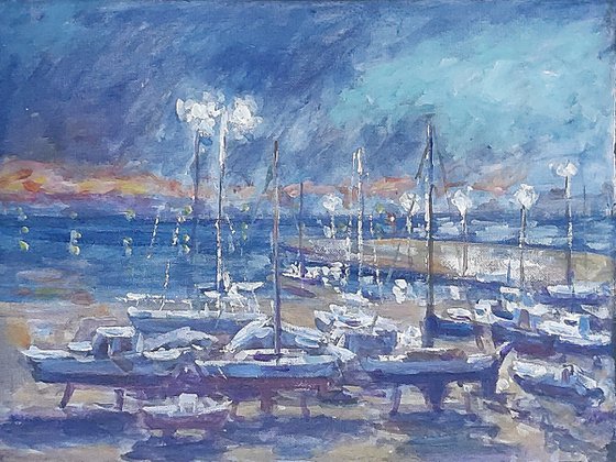 Twilight at the port.