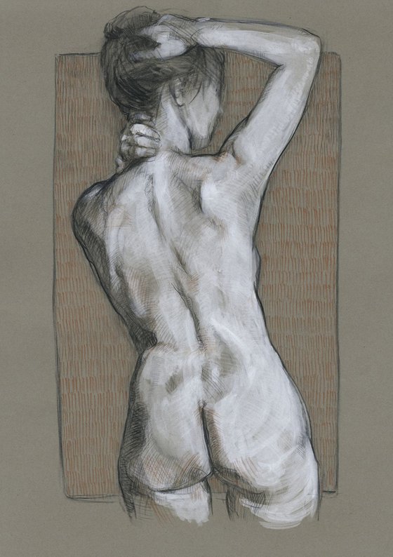 Nude charcoal. Nude drawing. Female nude. Woman nude. Lady nude.