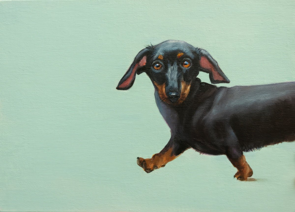 Photorealistic Animal Acrylic Painting By Norma Beatriz Zaro, 12 X 8", "Playful Step", Original Artwork
