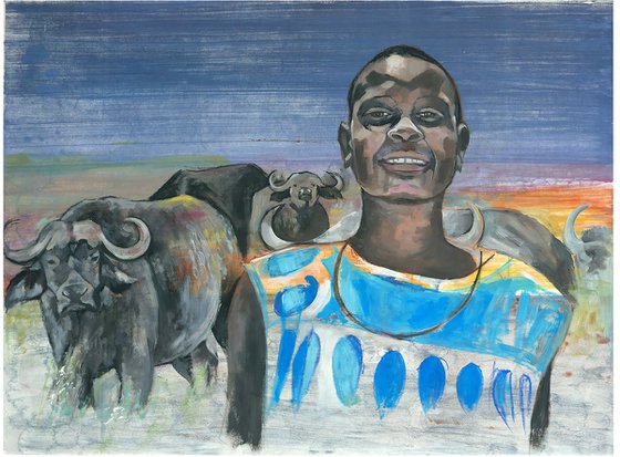 Masai with Buffalo