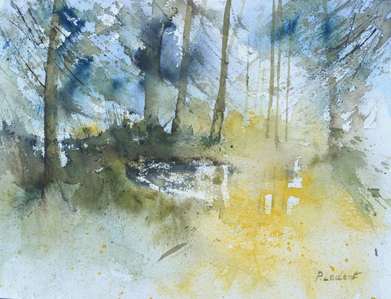 Light in the wood watercolor