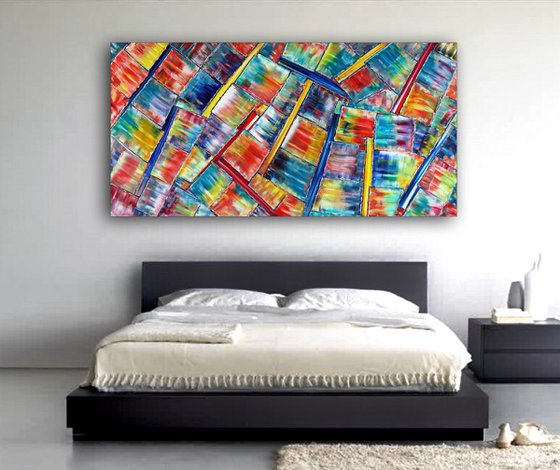 "Divide And Conquer" - 20% OFF For A Limited Time -72 x 36 inch, 183 x 92 cm Xt Large Abstract Oil Painting On Canvas