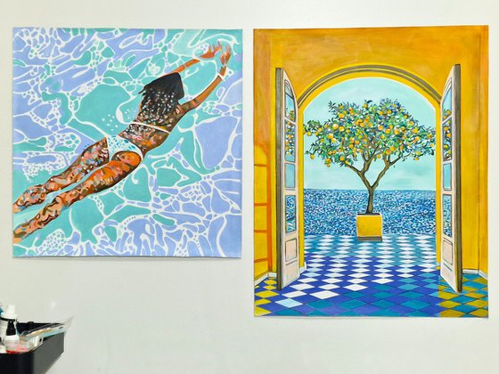 Seascape with lemon tree