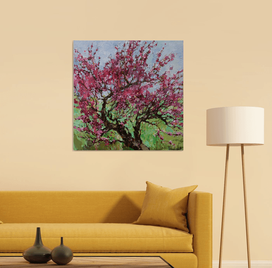 Flowering peach tree