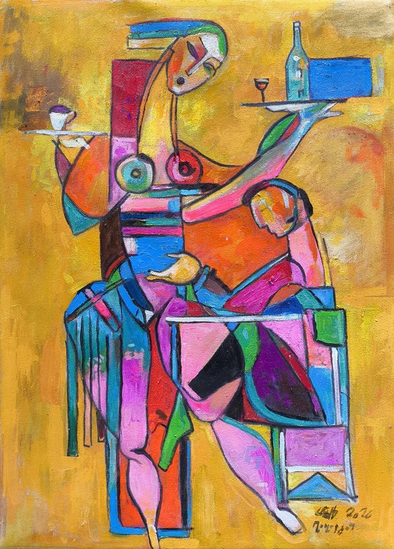 Cubist Café Scene