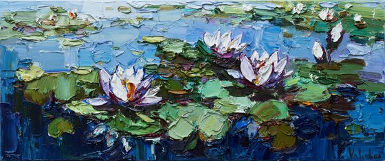 Water Lilies - Impasto Original Oil painting