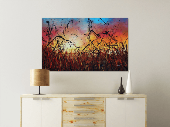 Sunset #4 - Large 124 cm x 77 cm -Original abstract landscape painting