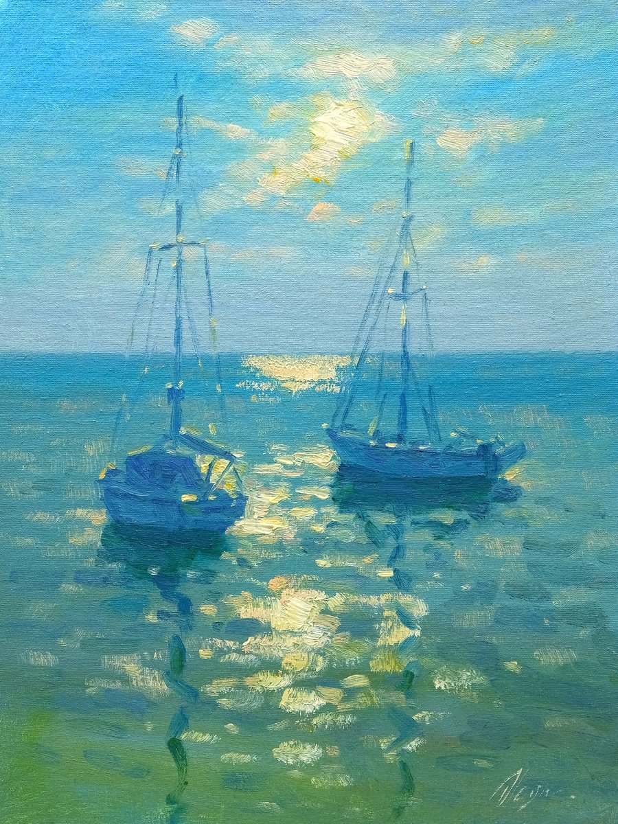 Impressionistic Landscape Oil Painting By Dmitry Oleyn, 12 X 16, Evening, Original Artwork