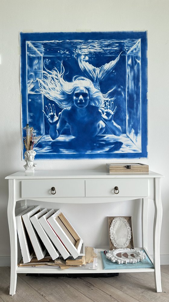 Secret of the Mermaid - Large Blue Ocean Art