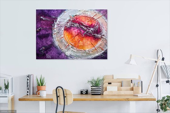 MOVEMENT OF TIME  7839 3D textured abstract painting on canvas