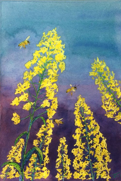 Bee&blooming yellow by Jing Tian