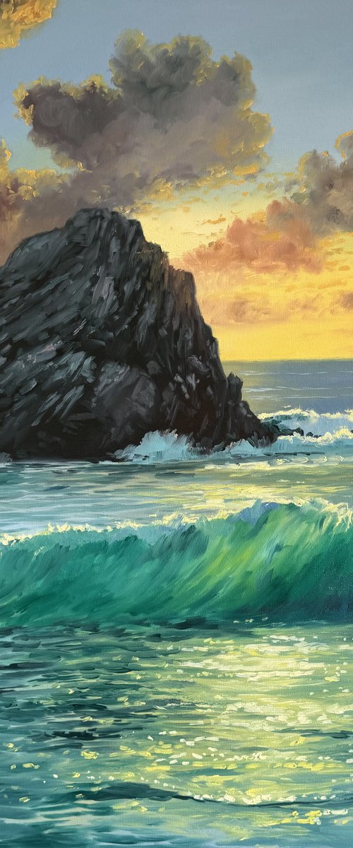 Emerald Wave at Sunset by Alen Grbic