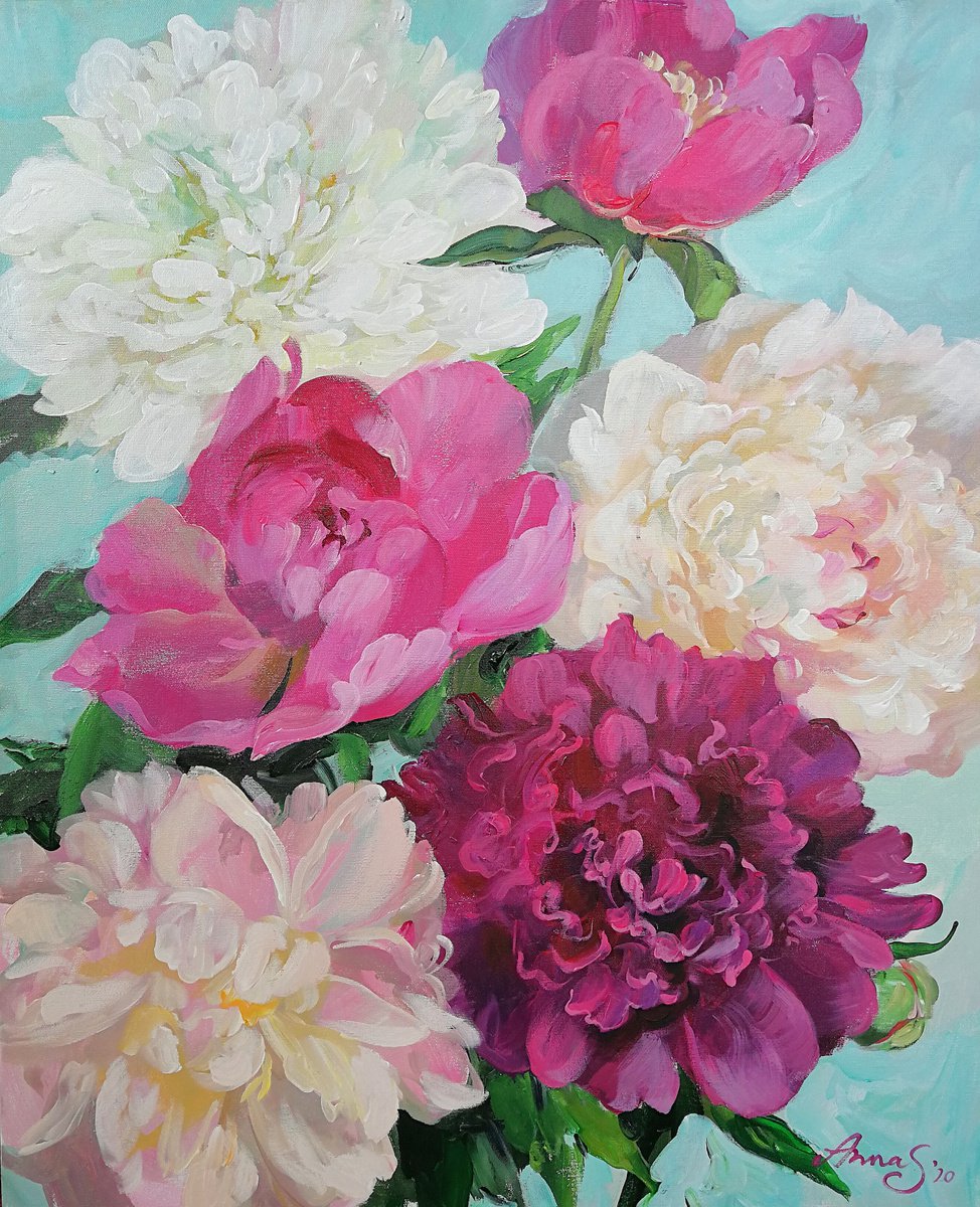 -Summer Flowers. Peonies-? by Anna Silabrama