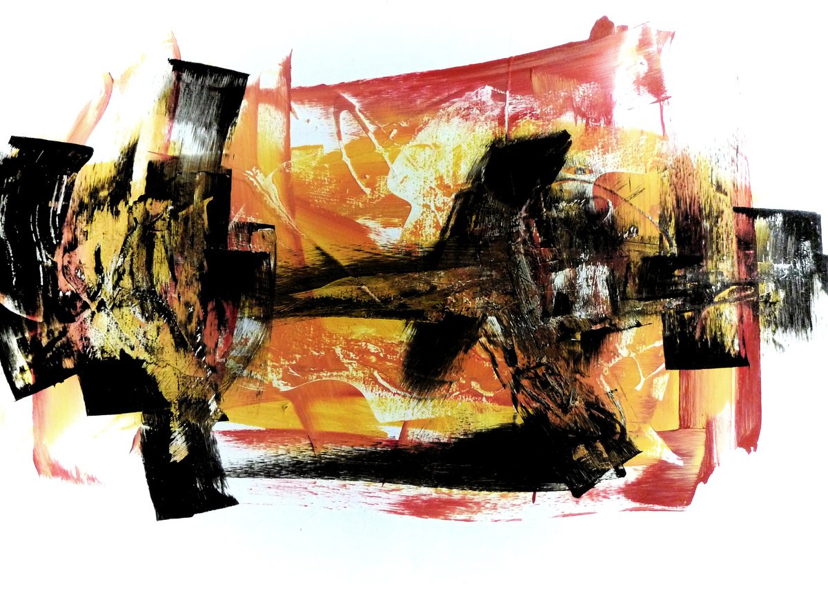 Expressive Abstract Acrylic Painting By Newel Hunter, 40 X 30", Past Lives, Original Artwork