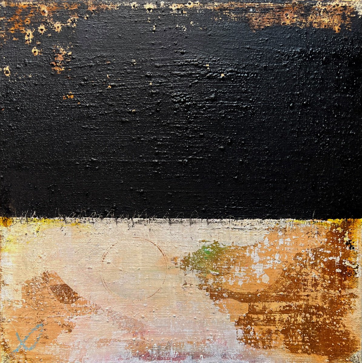 Geometric Abstract Painting By Sergio Aranda, 16 X 16", Above The Silence, Original Artwork