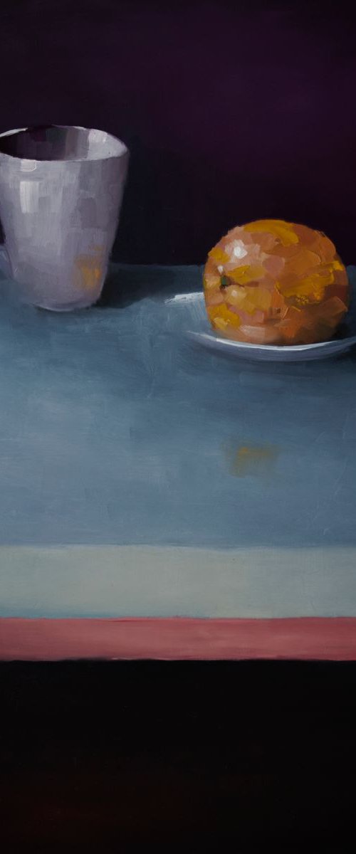 Cup and Orange with plate. by Damien Venditti