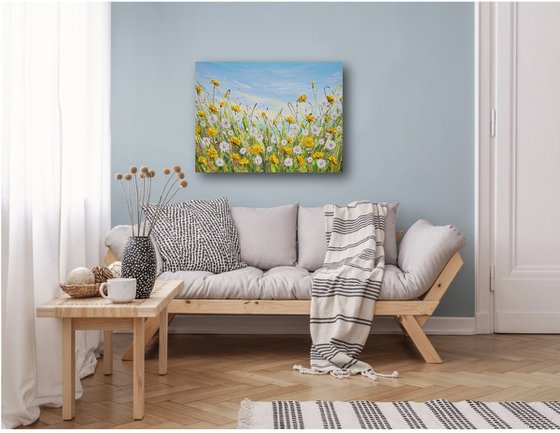 Dandelions - Spring Flower Field Painting
