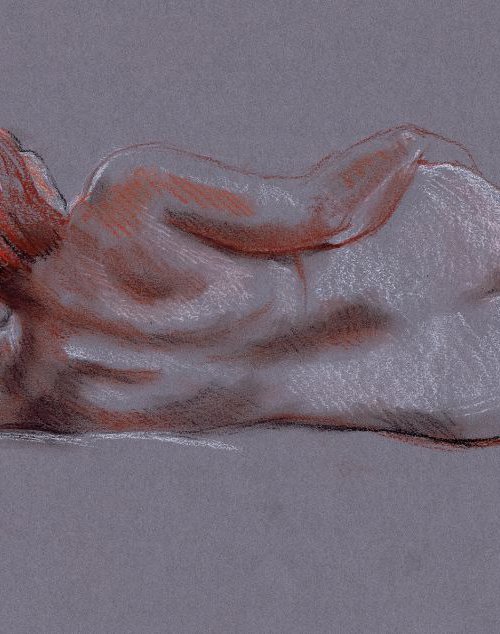 Reclining nude, back view by Julia Wakefield