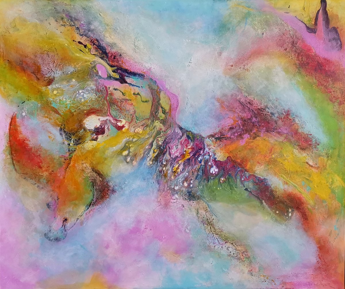 Organic Abstract Acrylic Painting By Doris Duschelbauer, 47 X 39, If Feelings Could Be Colors, Original Artwork