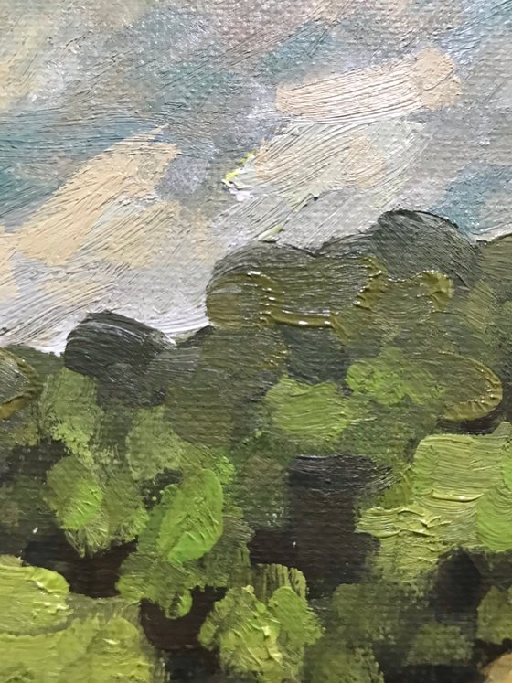 Original Oil Painting Wall Art Signed unframed Hand Made Jixiang Dong Canvas 25cm × 20cm Headington Hill landscape Small Impressionism Impasto