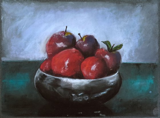 Apples in a Silver Bowl
