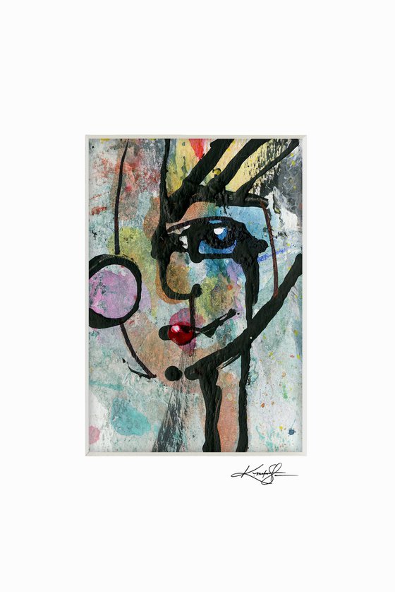 Little Funky Face 17 - Abstract Painting by Kathy Morton Stanion