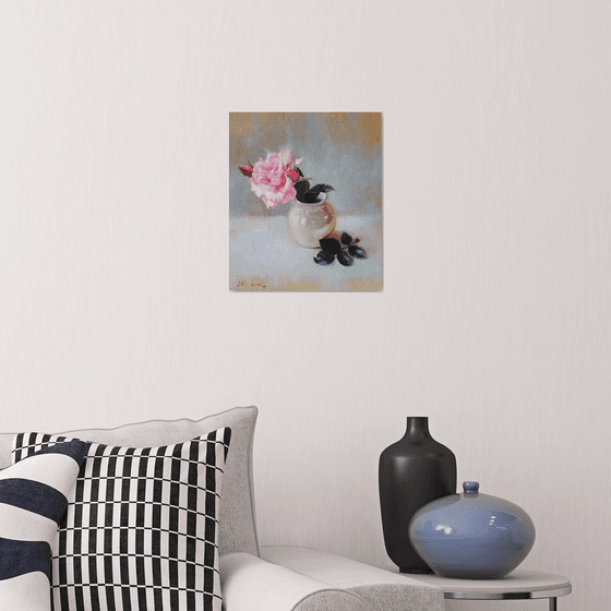 "Just a rose."  rose flower  liGHt original painting  GIFT (2020)