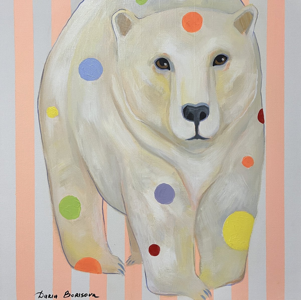 Surrealistic Animal Acrylic Painting By Daria Borisova, 24 X 24, - Polar Bear - ?, Original Artwork