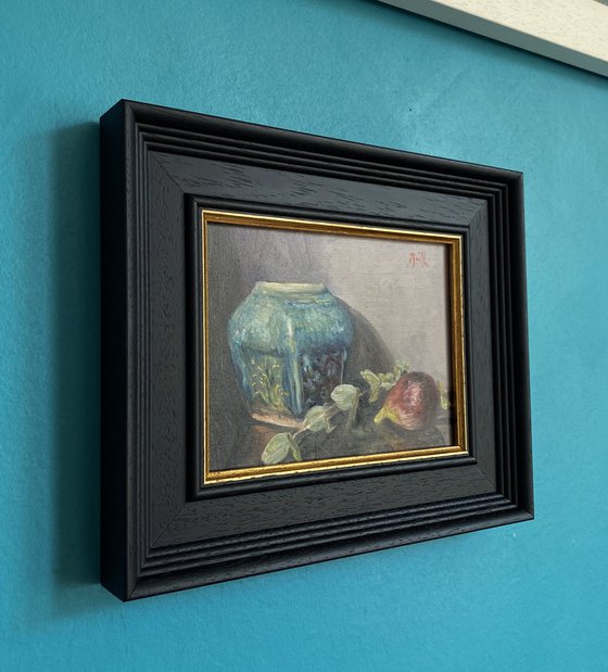 Turquoise pot & fig.