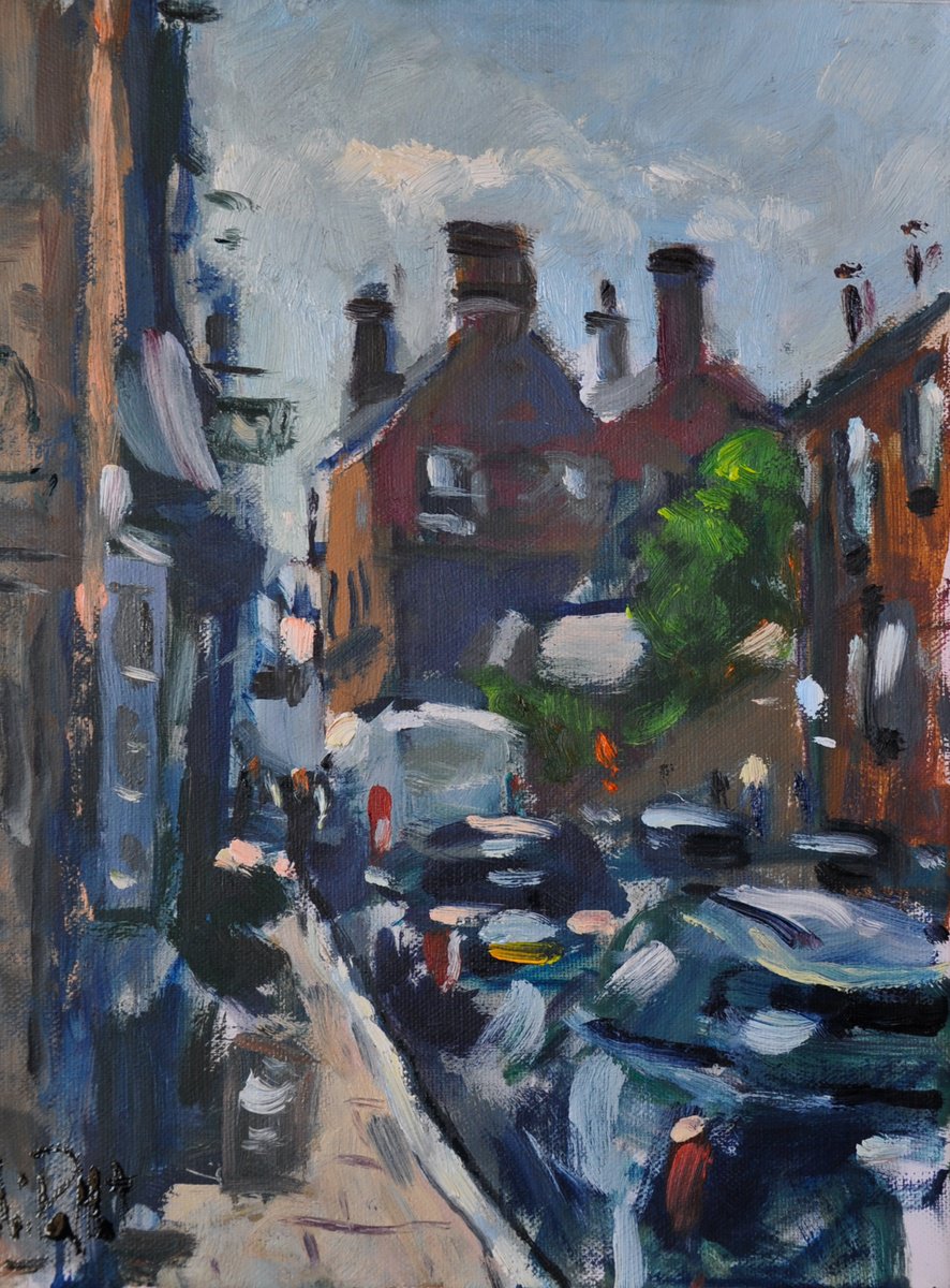 Impressionistic Cityscapes Oil Painting By Andre Pallat, 11 X 14, Tarrant Street, Arundel., Original Artwork