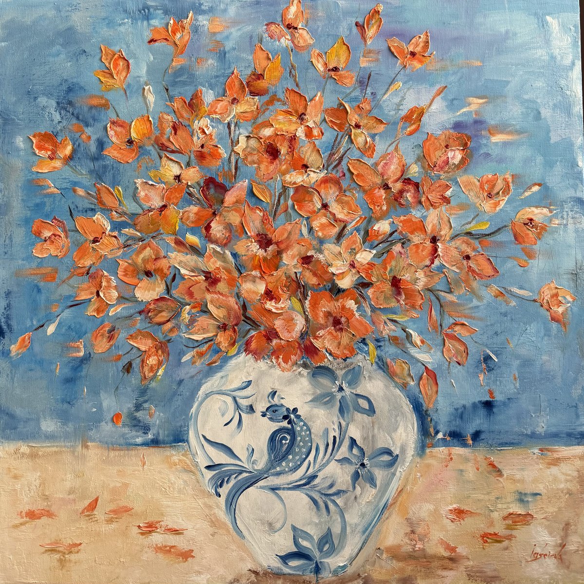 Impressionistic Botanical Oil Painting By Oleksandra Ievseieva, 24 X 24", Sun Kisses, Original Artwork