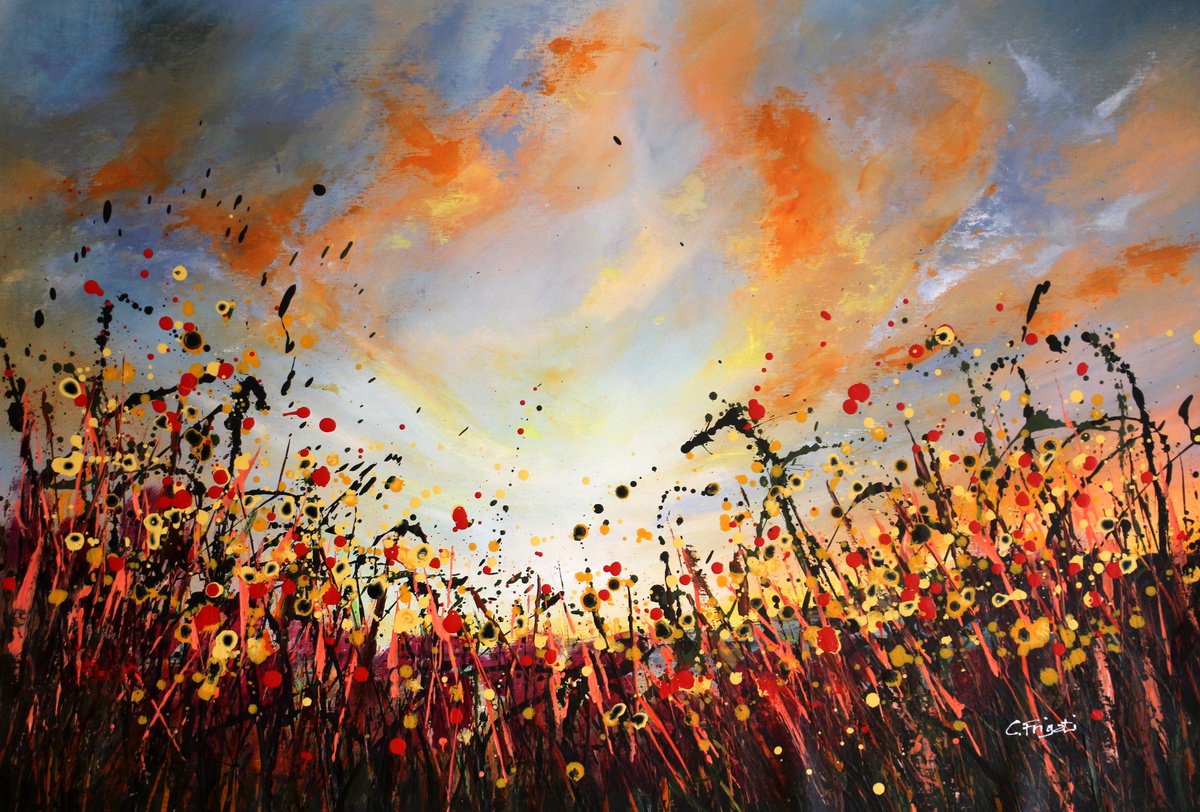 Impressionistic Landscape Acrylic Painting By Cecilia Frigati, 39 X 28, Over Again #4, Original Artwork