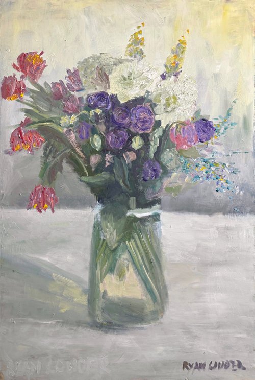 Flowers On A White Table by Ryan  Louder