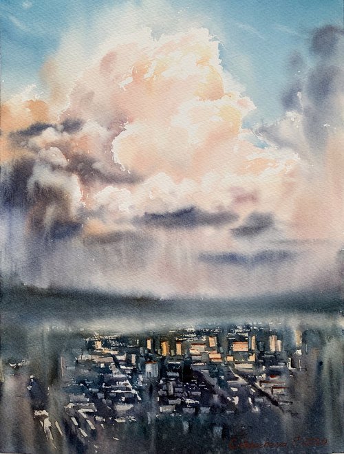 City Cloudscape at Sunrise #2 by Eugenia Gorbacheva