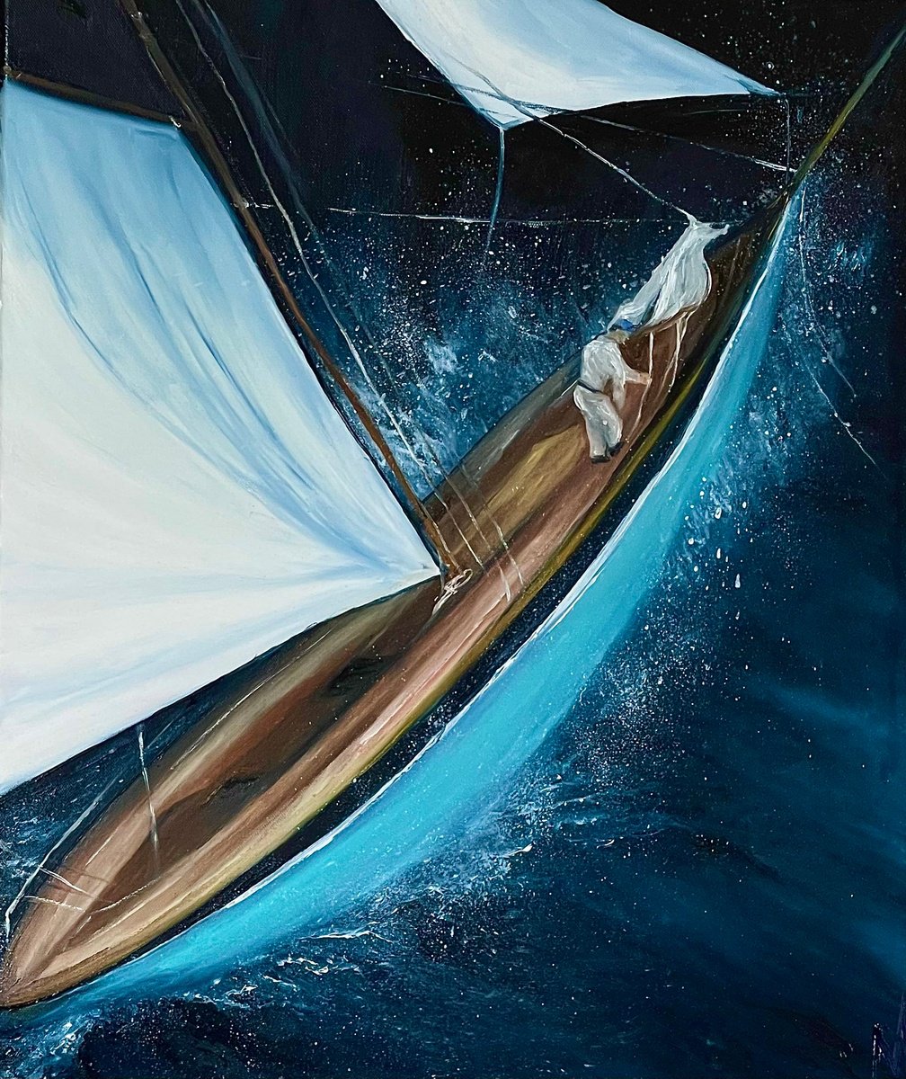 Expressive Oil Painting , Through The Waves By Anastasiia Novitskaya, 20 X 24, Artwork For Sale On Artfinder