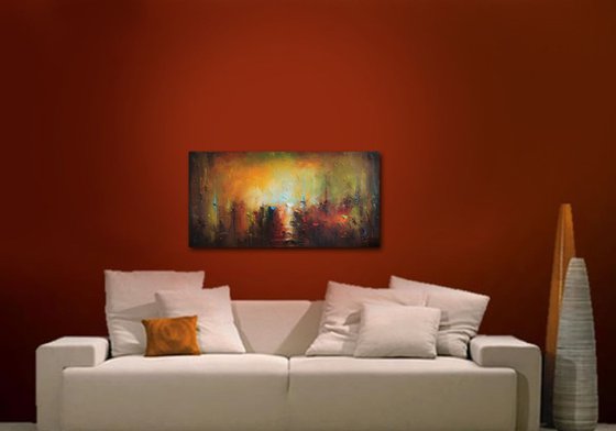 Between the day and night. Abstract Painting, Free Shipping