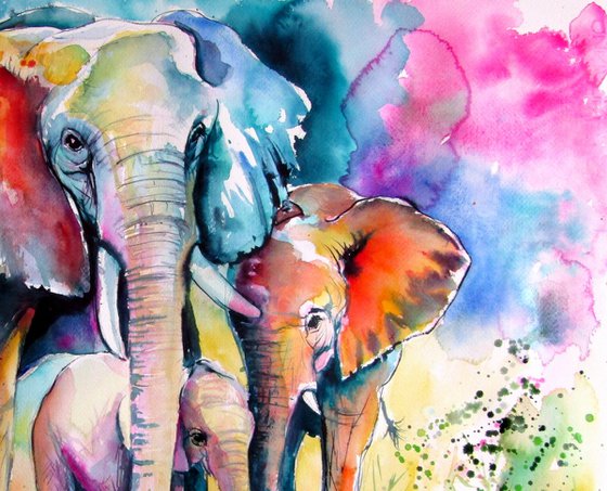 Elephant with babies II